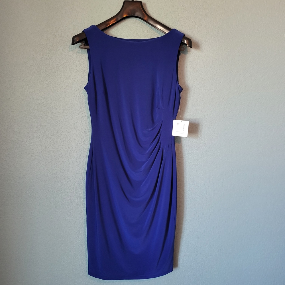 NWT Anne Klein Royal Blue Midi Dress With Ruching 10 - Picture 3 of 7